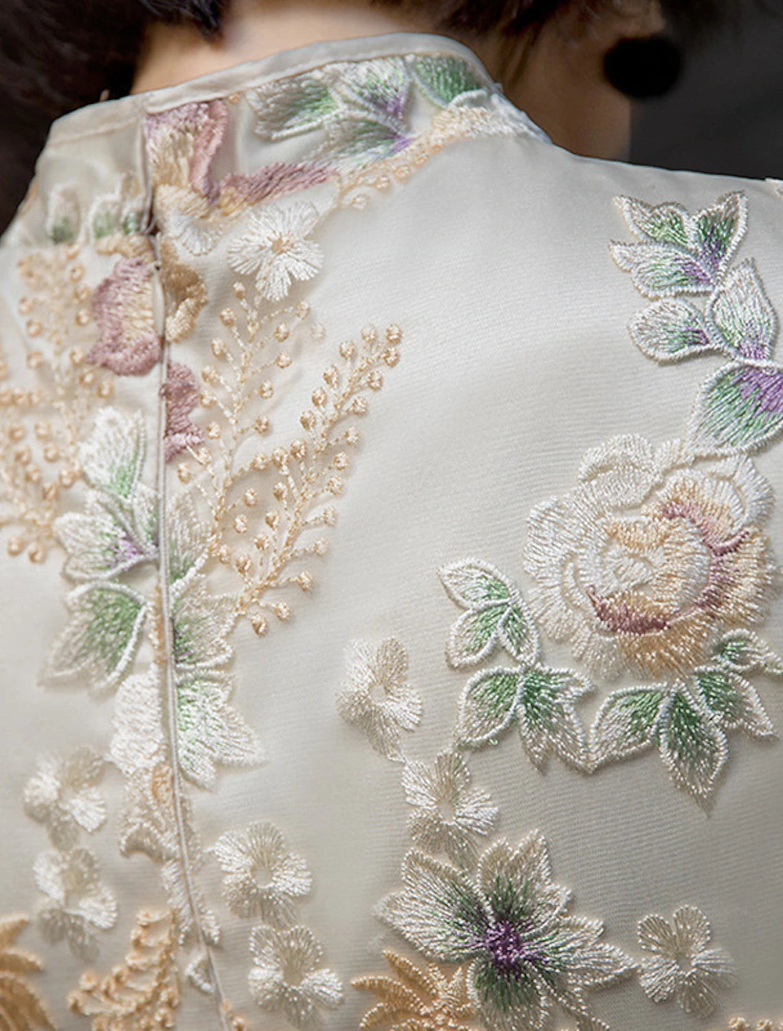 Sheath / Column Cheongsam Chinese Qipao Vintage Wedding Guest Formal Evening Dress High Neck Half Sleeve Floor Length Satin with Embroidery
