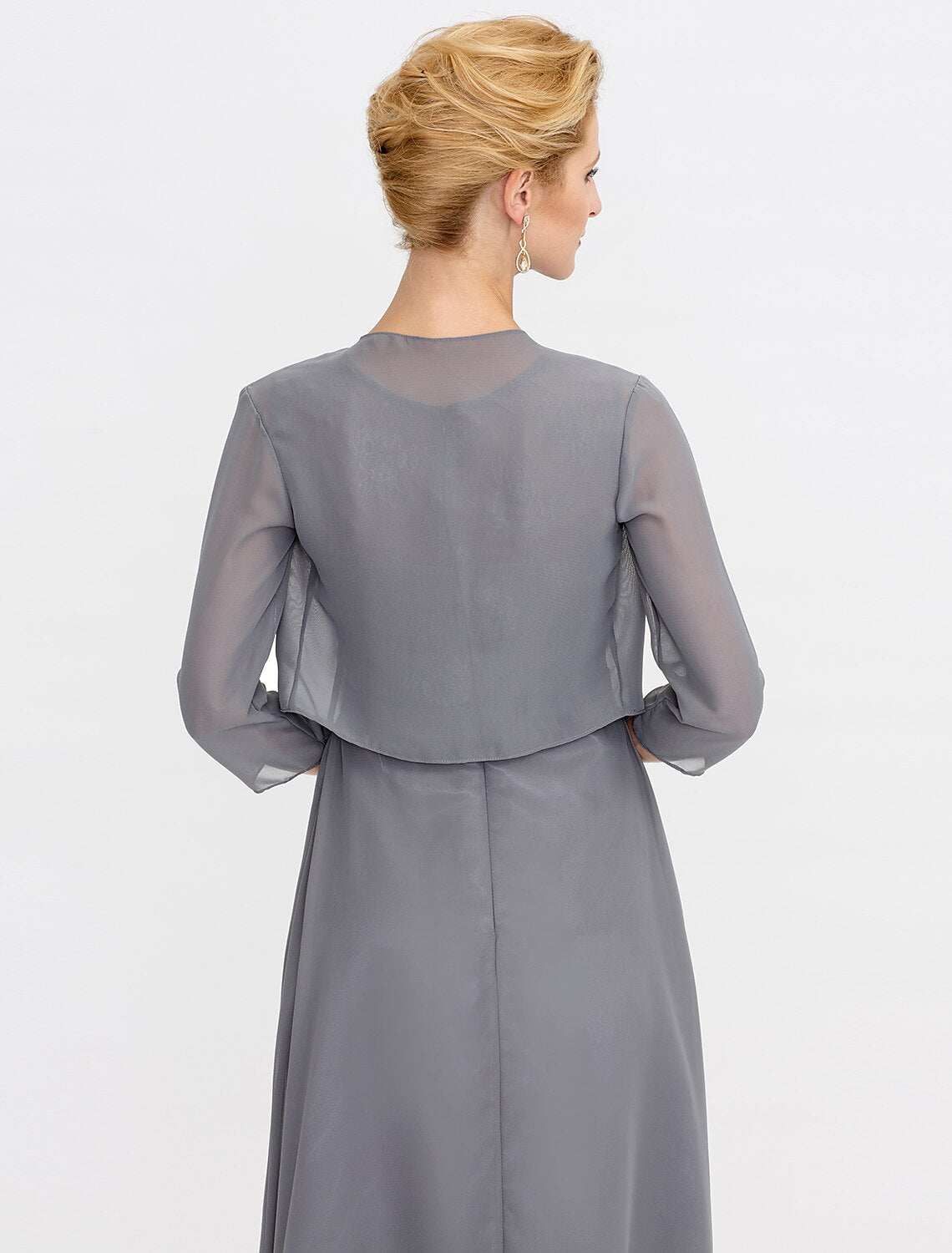 Abito da cerimonia per la madre della sposa a trapezio, abiti da cerimonia autunnali, taglie forti, elegante, scollo a V, lunghezza tè, in chiffon, pizzo cordonato, senza maniche, avvolgente, con pieghe in pizzo