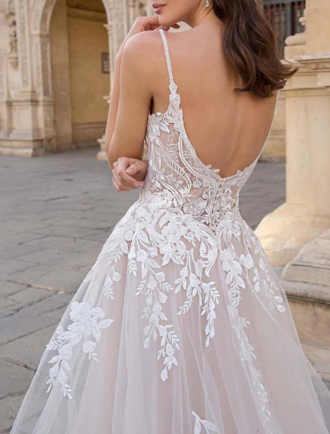 Vestidos de novia blancos cortos, corte A, camisola, escote en V, sin mangas, cola de corte, vestidos de novia de encaje con apliques, color liso
