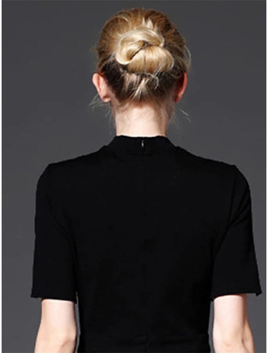 Black Crepe High Neck A-Line Midi Dress