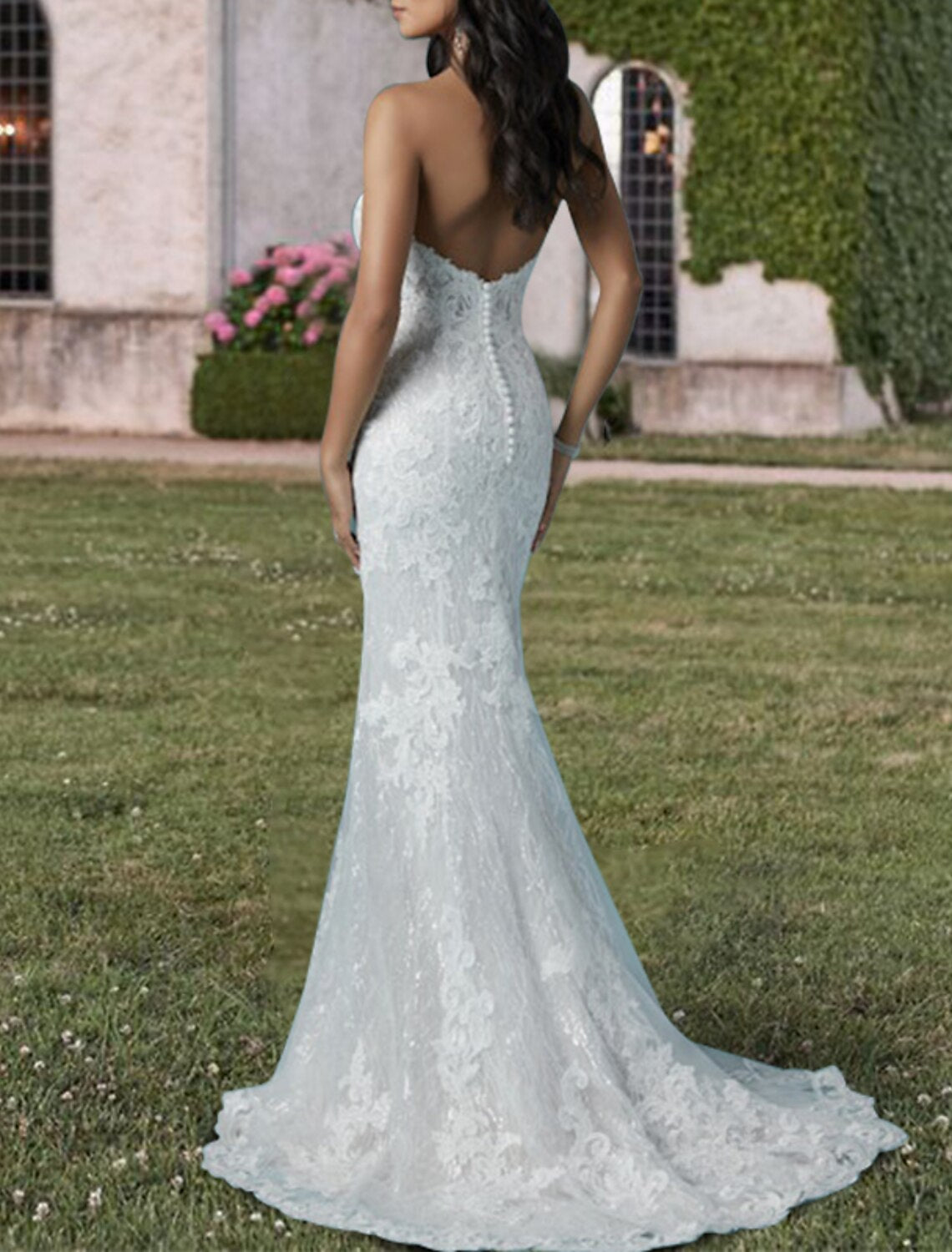 Vestidos de novia formales de compromiso, de dos piezas, escote corazón, sin tirantes, cola de corte, vestidos de novia de encaje con apliques de lentejuelas