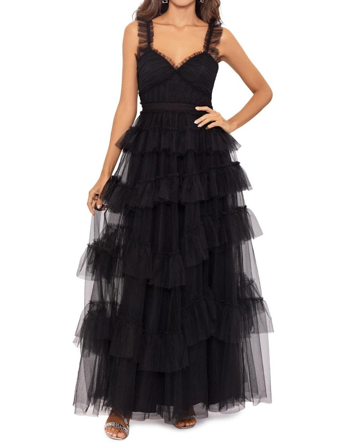 Ball Gown Prom Dresses Tiered Plisse Dress Masquerade Prom Floor Length Sleeveless Sweetheart Tulle Ladder Back with Pure Color 2025