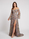 Wisteria Mesh a-line off-the-shoulder zipper-back floor-length Dress - Jimiss