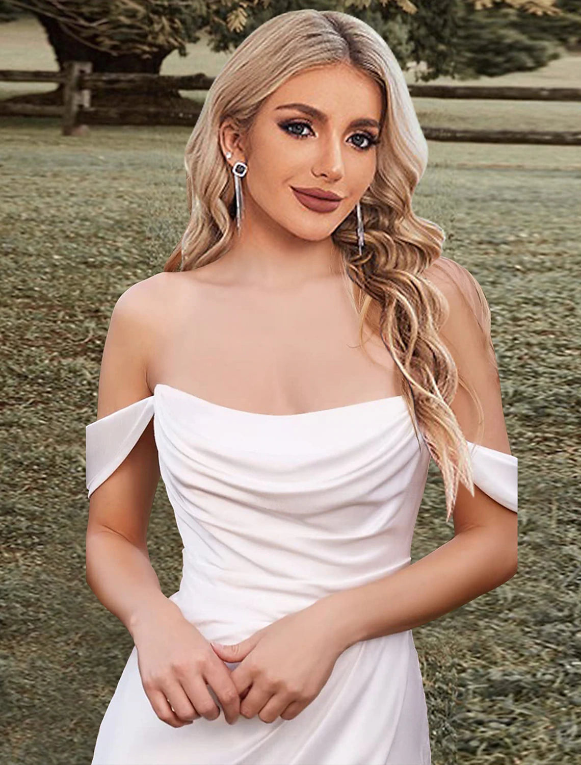 Vestidos de novia bohemios de sirena con hombros descubiertos, sin mangas, con cola larga, de tela, con abertura y fruncido, para fiesta de bodas de verano, ropa para mujer