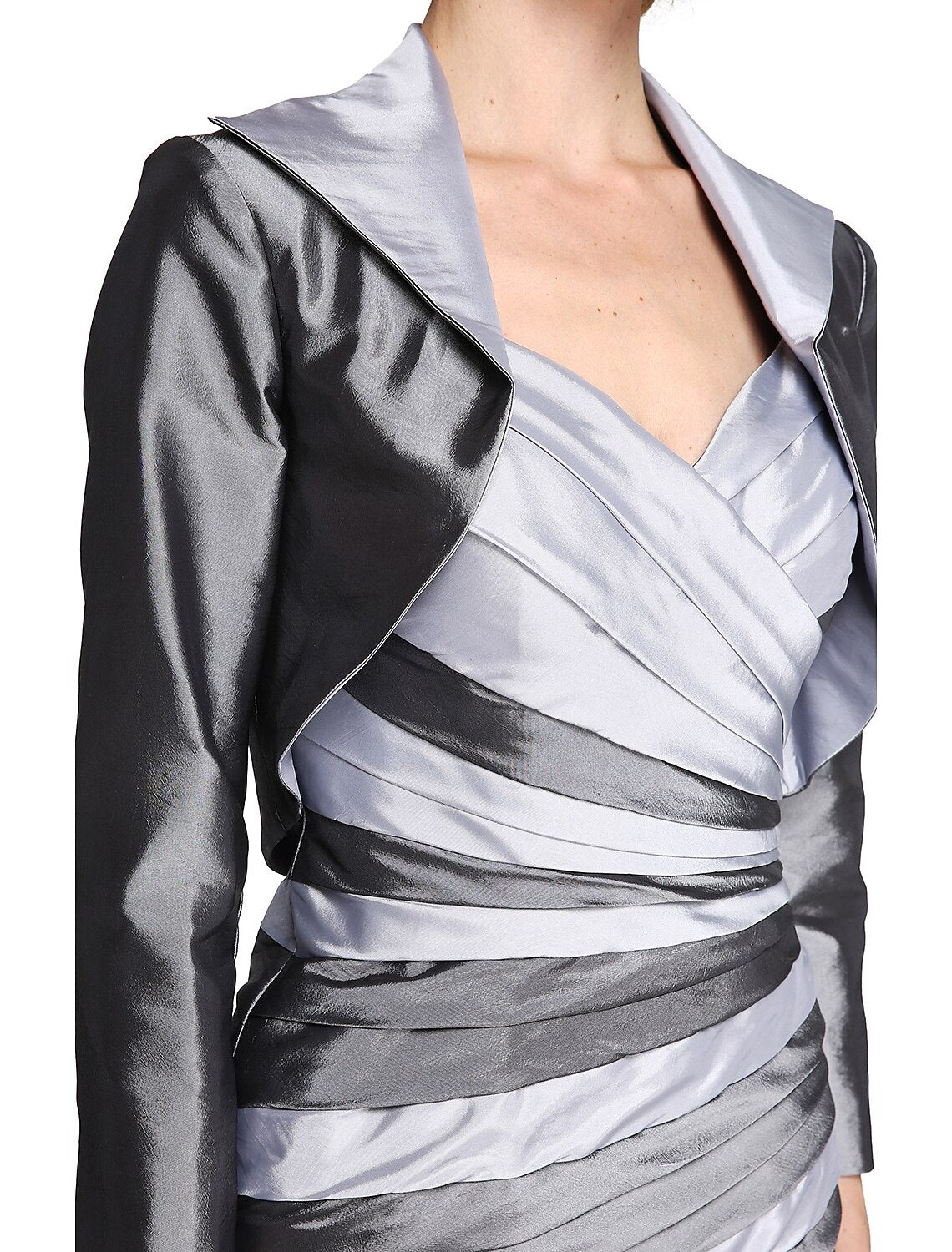 Abito da madre della sposa a trapezio, due pezzi, spalline, lunghezza alla caviglia, in raso, senza maniche, con drappeggio di perline