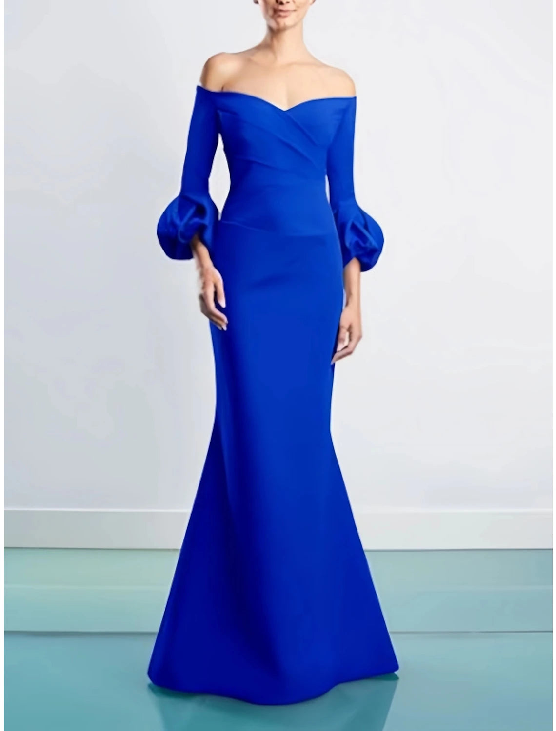 Sheath / Column Evening Gown Elegant Dress Fall Floor Length 3/4 Length Sleeve Off Shoulder Fall Wedding Reception  Fabric with Ruched 2025