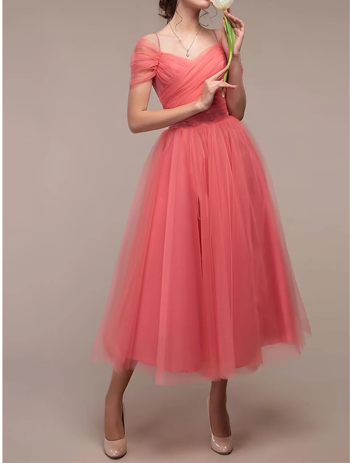 Women's Party Dress Homecoming Dress Cocktail Dress Midi Dress Pink Wine Dark Green Short Sleeve Pure Color Mesh Spring Fall Winter V Neck Fashion Wedding Guest Birthday Vacation