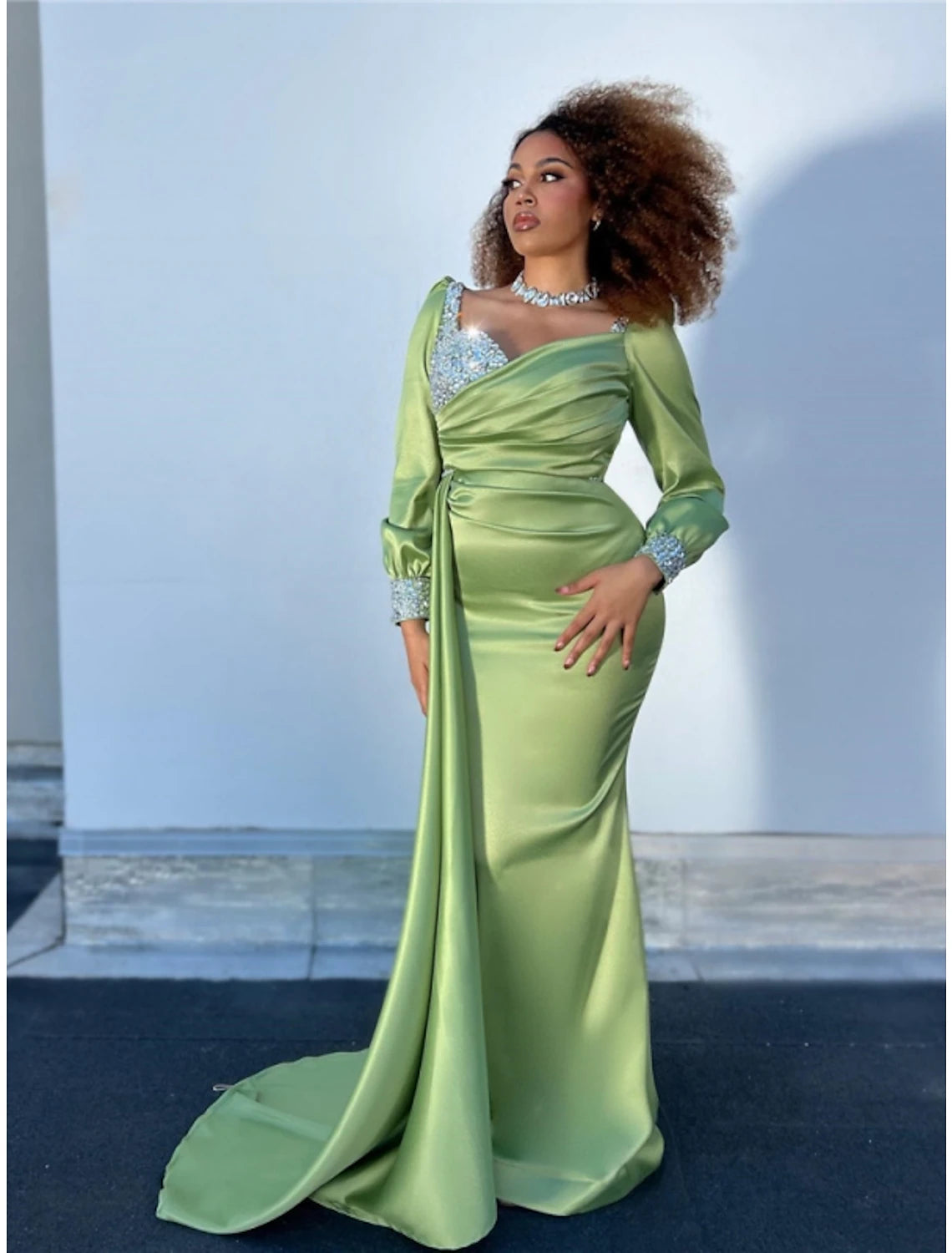 Rose Gold Sequin Mermaid Sweetheart Floor-Length Evening Dress