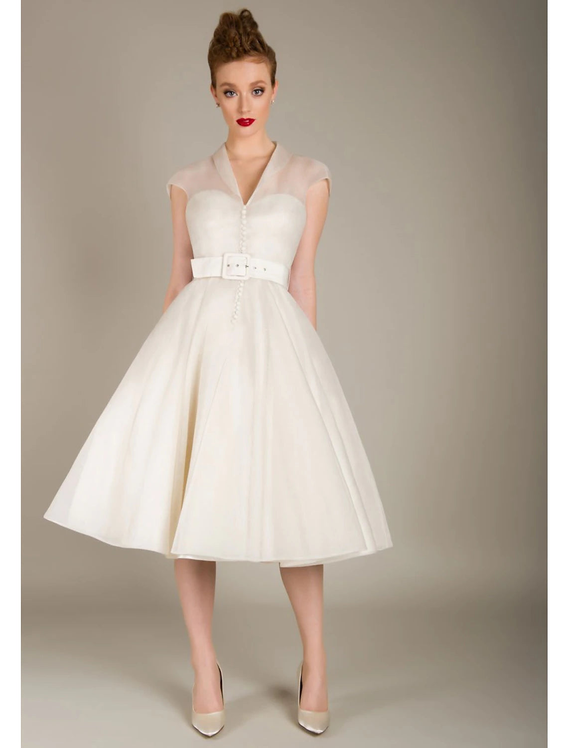 Abiti da cocktail a trapezio, stile anni '50, abiti da cocktail per laurea, lunghezza al ginocchio, senza maniche, scollo a V, in tulle con fascia/nastro, stile Mercoledì Addams Family