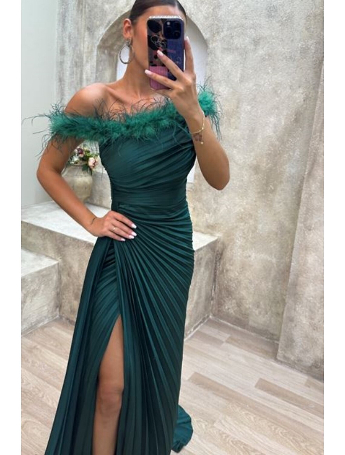 Elegant Silver Satin One Shoulder Floor-Length Evening Dress