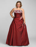 Burgundy Satin A-Line Sweetheart Floor-Length Evening Dress