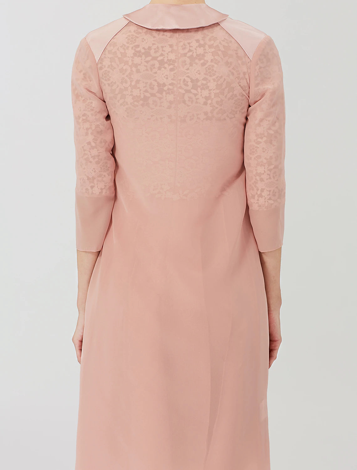 Vestido de baile para madre de la novia, formal, clásico y atemporal, elegante y lujoso, convertible, cuello ilusión, largo hasta la rodilla, gasa, encaje floral, manga 3/4 con broche de cristal