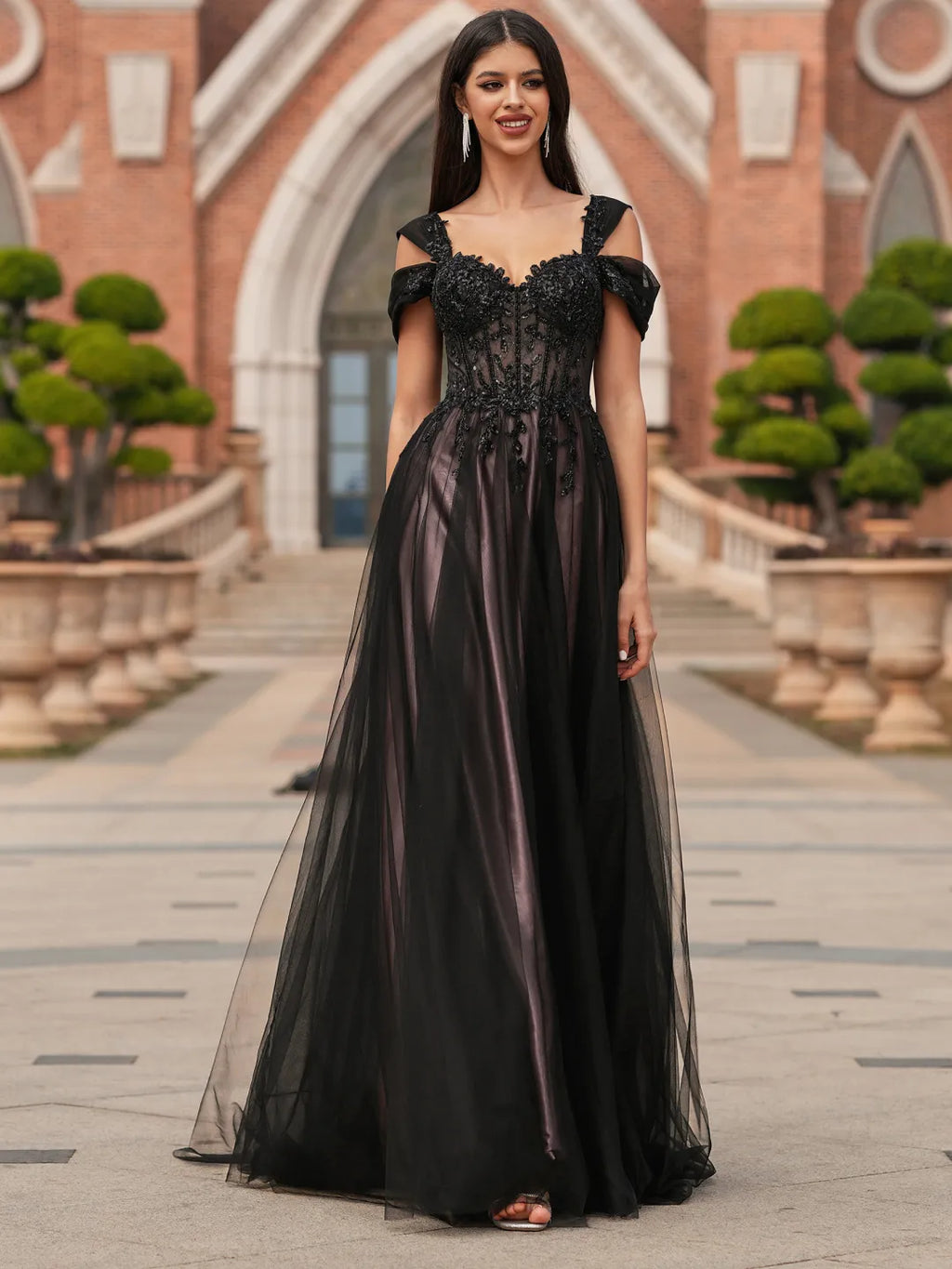 Gorgeous A-Line Sweetheart Off-Shoulder Lace-Up Back Long Prom Gown
