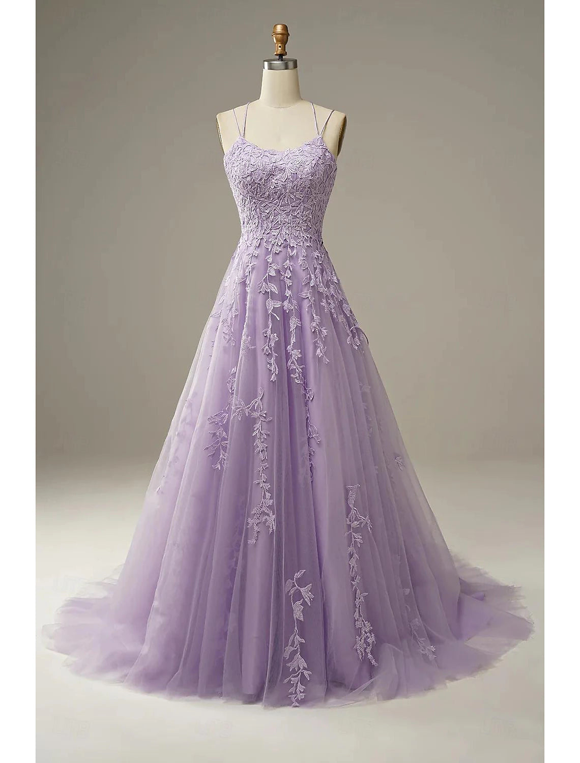 Sky Blue A-Line Floor-Length Bridesmaid Dress with Lace Appliques