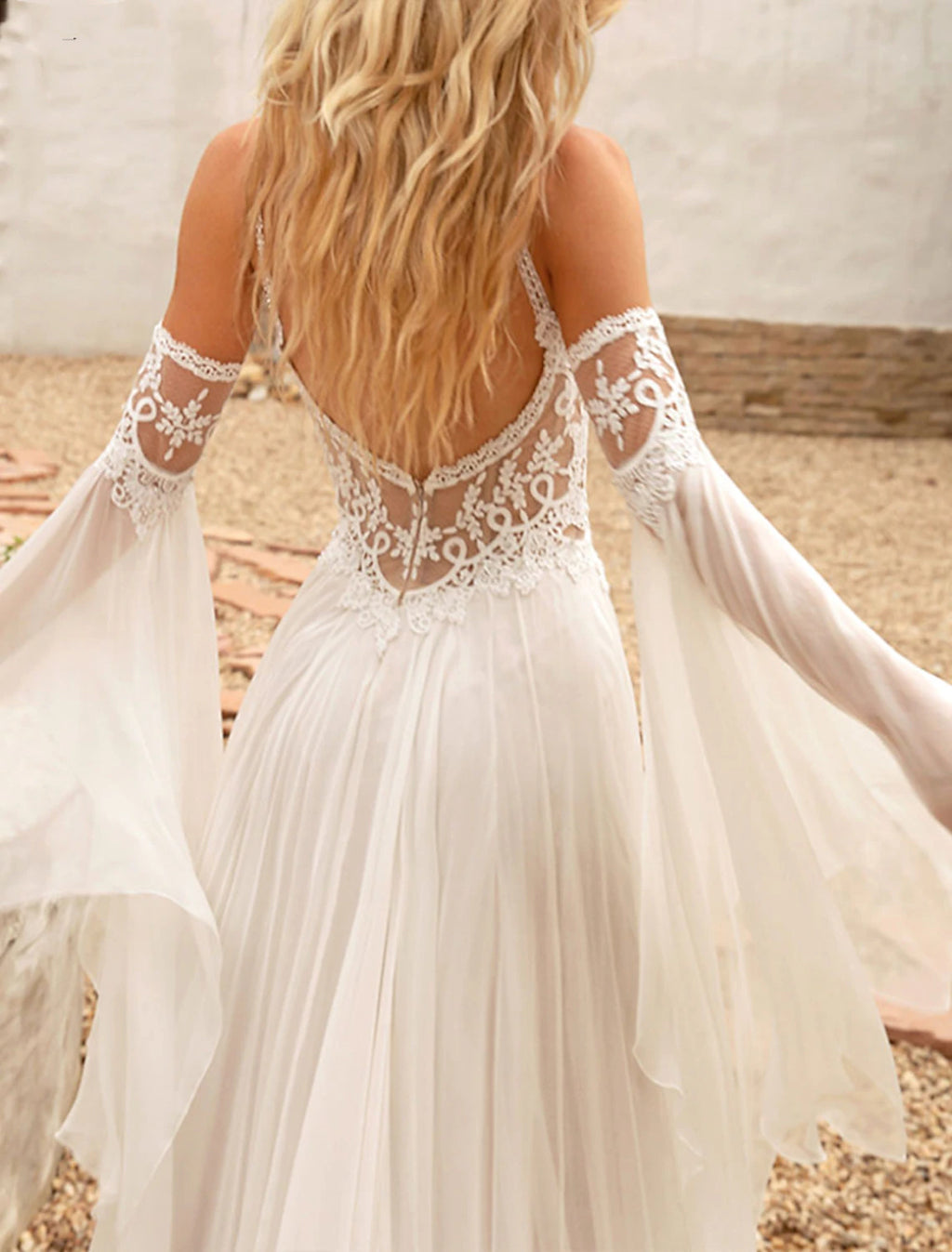 Vestidos de novia blancos cortos con espalda descubierta, corte A, camisola, sin mangas, asimétricos, de gasa, con bordados, color liso
