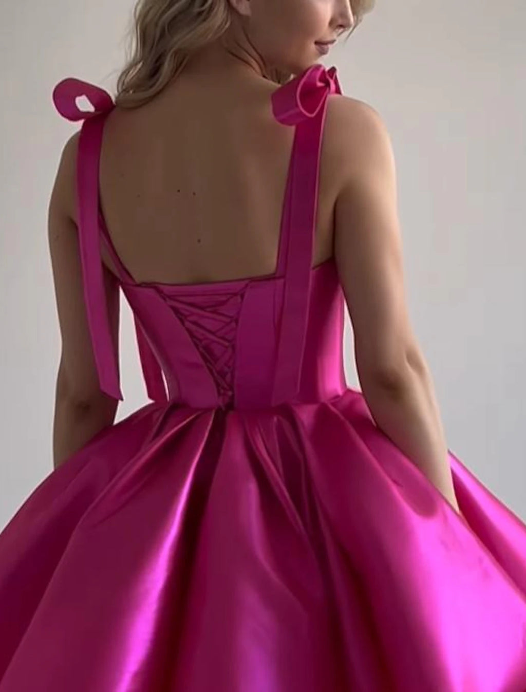 Pink Satin A-Line Short Evening Dress with Sweetheart Neckline & Back Zip