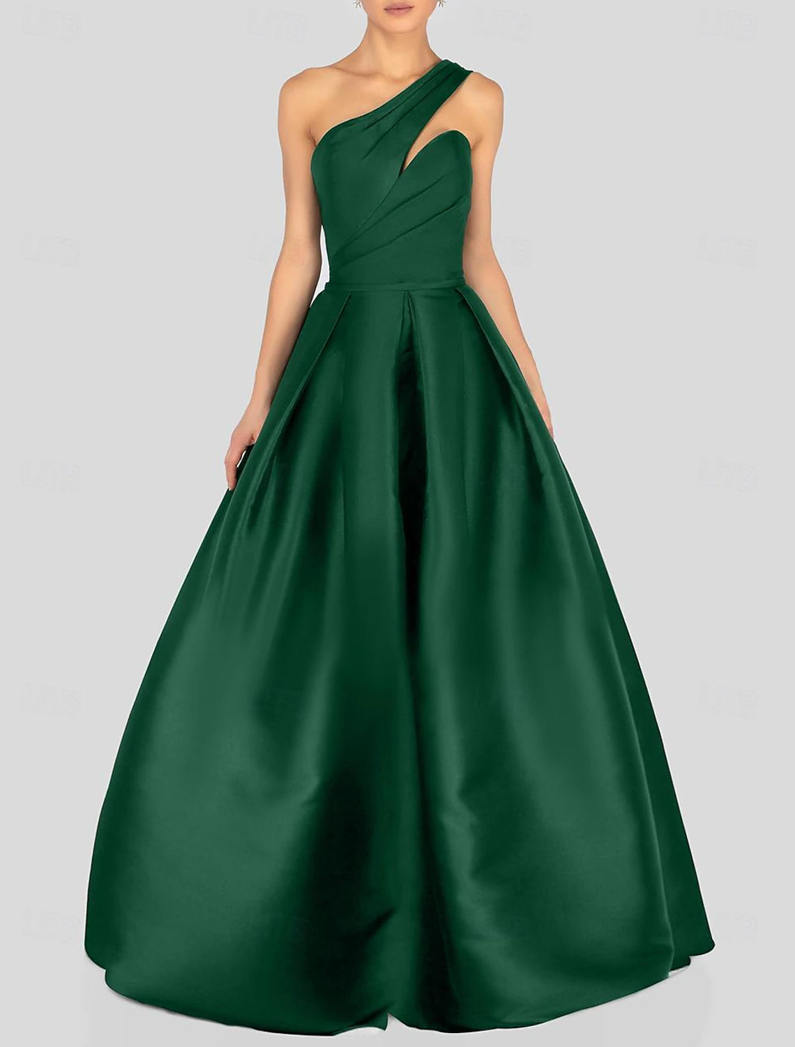 Abiti da ballo a trapezio, abito nero, abito formale da ballo, lunghezza pavimento, senza maniche, monospalla, raso con arricciature