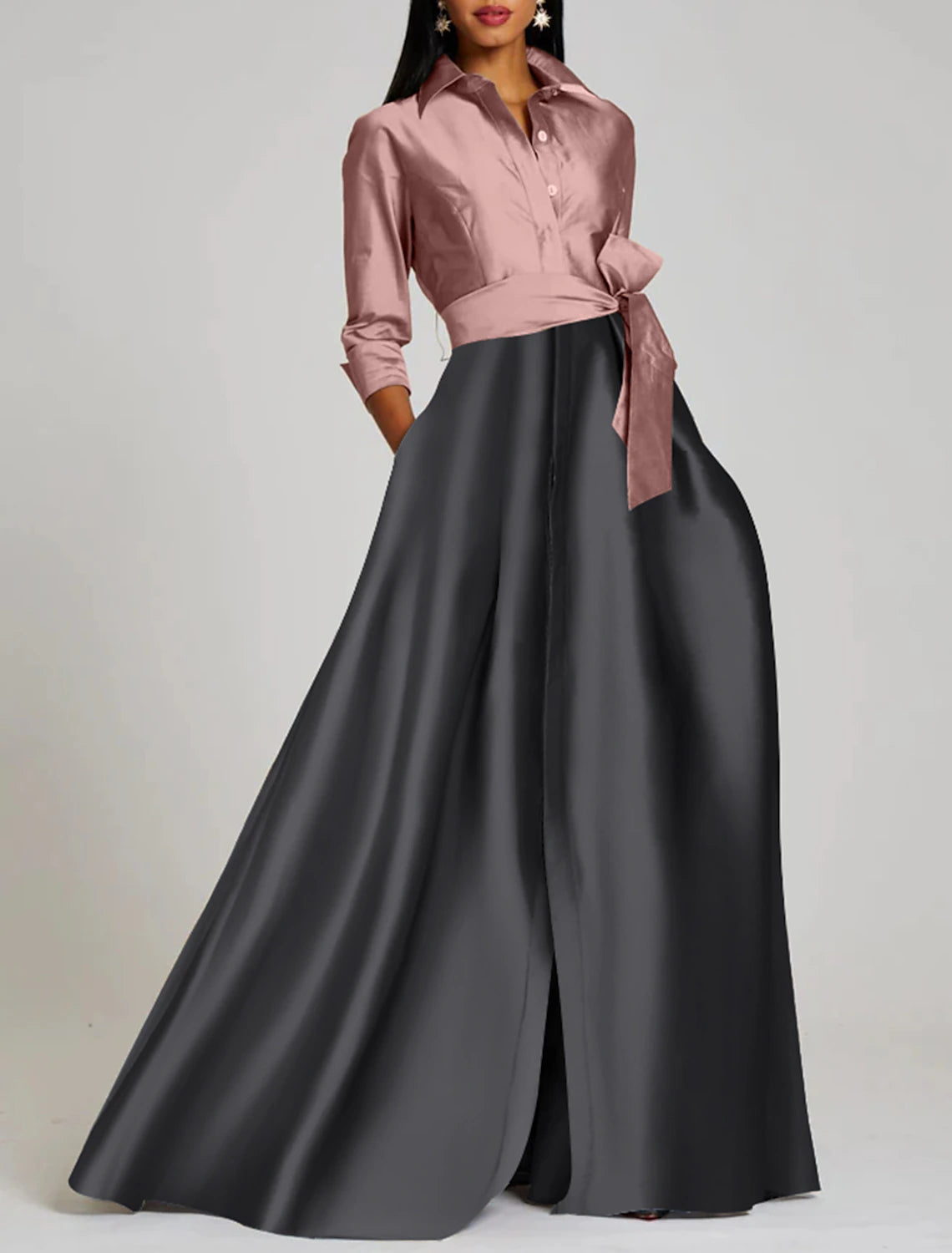A-Line Evening Gown Elegant Dress Formal Floor Length 3/4 Length Sleev – JiMiss Dresses