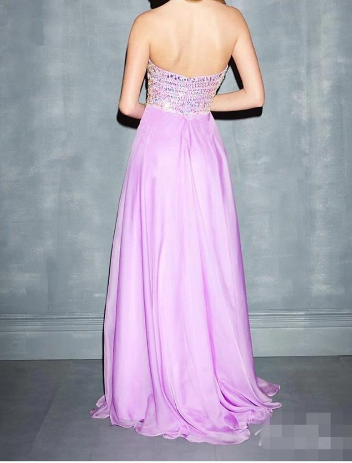 Lavender Embellished Sweetheart Chiffon A-Line Floor-Length Evening Dress