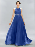 Abiti da sposa a trapezio, abiti lunghi da festa, abiti da sposa lunghi fino al pavimento, senza maniche, scollo all'americana, in chiffon con applicazioni arricciate 2025