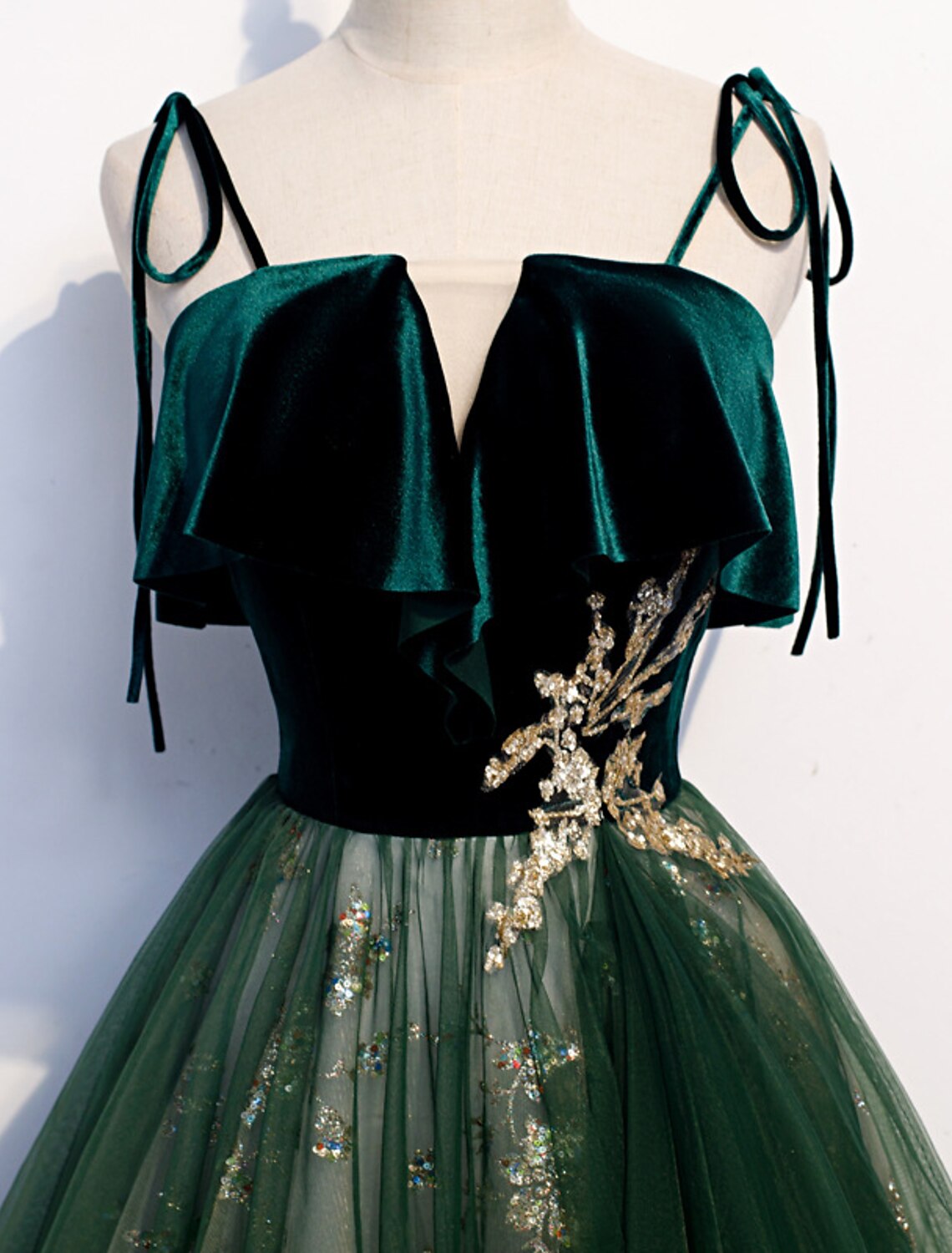 Green Velvet Sweetheart A-Line Floor-Length Evening Dress
