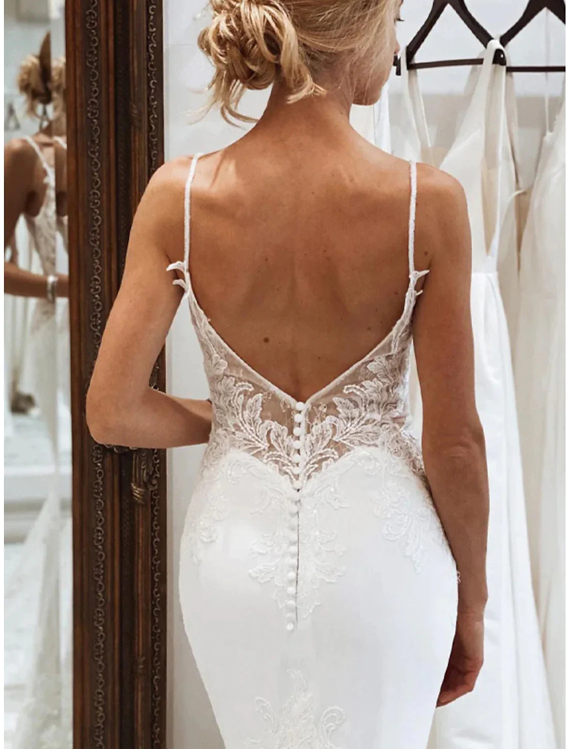 Vestidos de novia formales de recepción, corte sirena/trompeta, camisola sin mangas, cola de corte, tul, trajes de novia con apliques