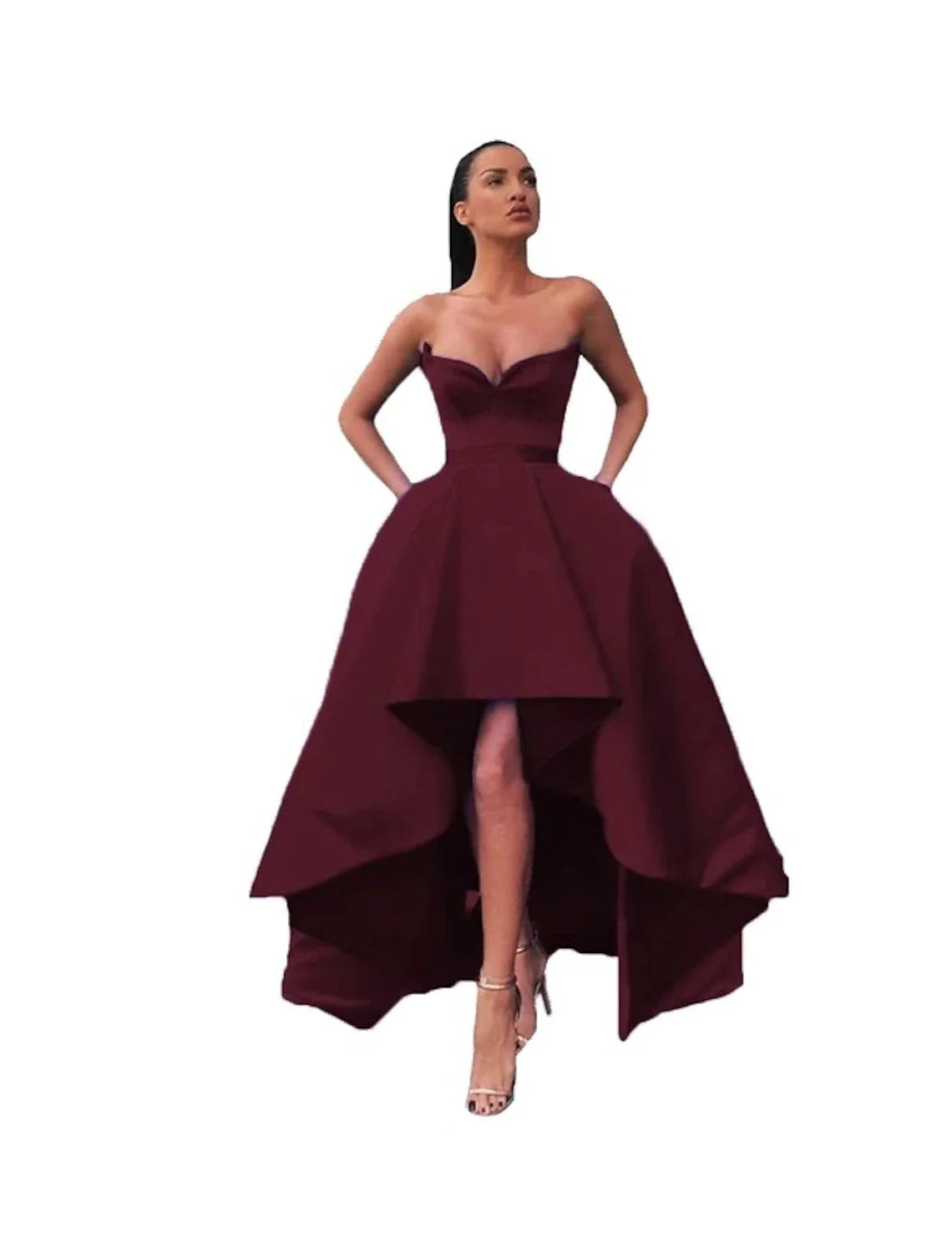 Vibrant Royal Blue Satin Sweetheart High-Low A-Line Dress