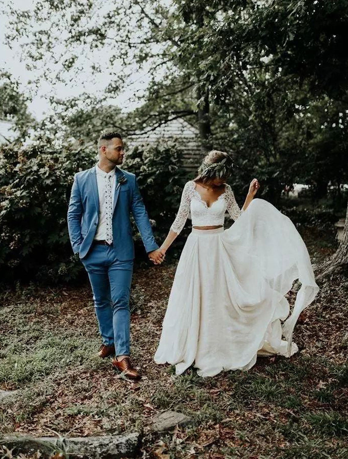 Vestidos de novia bohemios, vestido de fiesta, escote en V, manga 3/4, cola larga/cortada, trajes de novia de gasa, vestidos de novia con pliegues